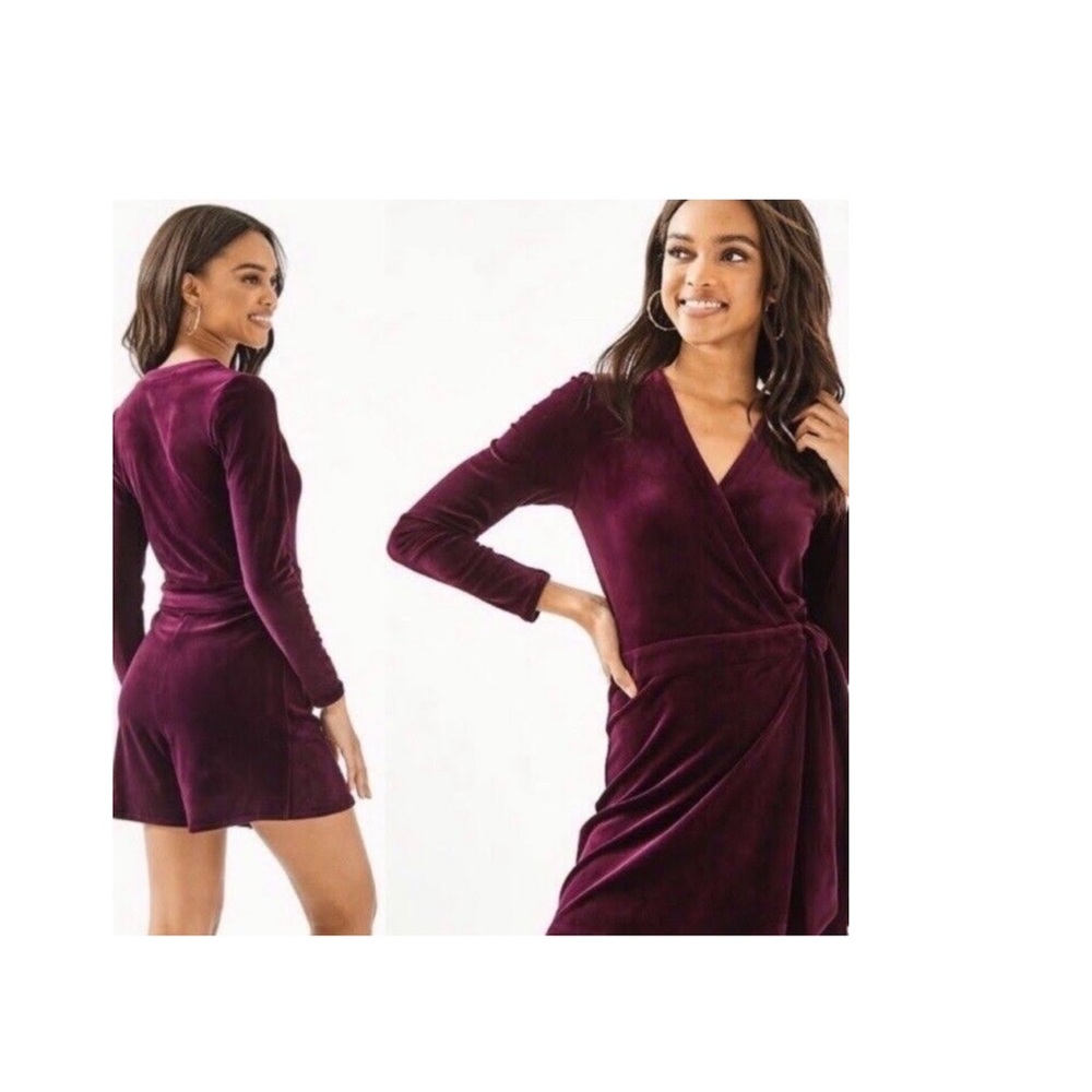 Lilly Pulitzer Karlie Wrap Stretch Velour Romper in Cabernet BERRY. NWT Size LG. - Picture 4 of 12